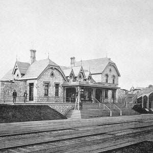 Bryn Mawr, PA -, Matted Photograph (8x10) - TRAIN Station - c.1870. - Pennsylvania Railroad, Bryn Mawr Station, PA