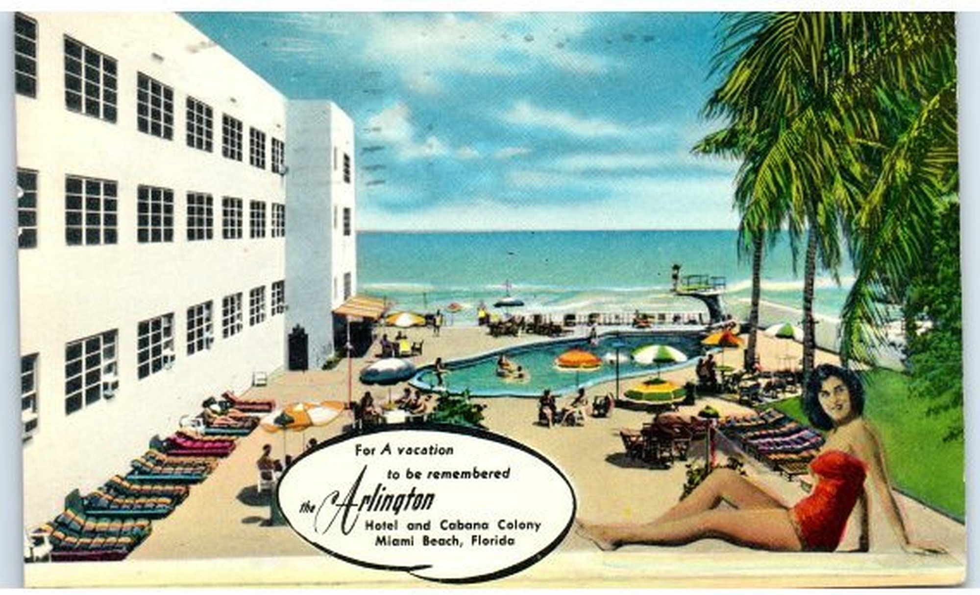 1958 Postcard the Arlington Hotel Miami Beach FL Florida photo