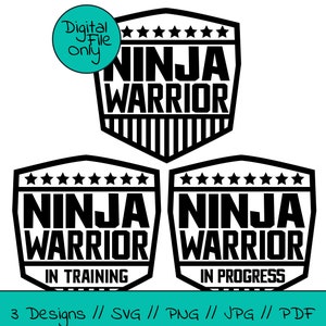 Ninja Warrior Design Pack - File digitali per Cricut, Silhouette - T-Shirts, bicchieri, tazze - SVG Macchina da taglio per clipart di file di taglio in vinile PNG