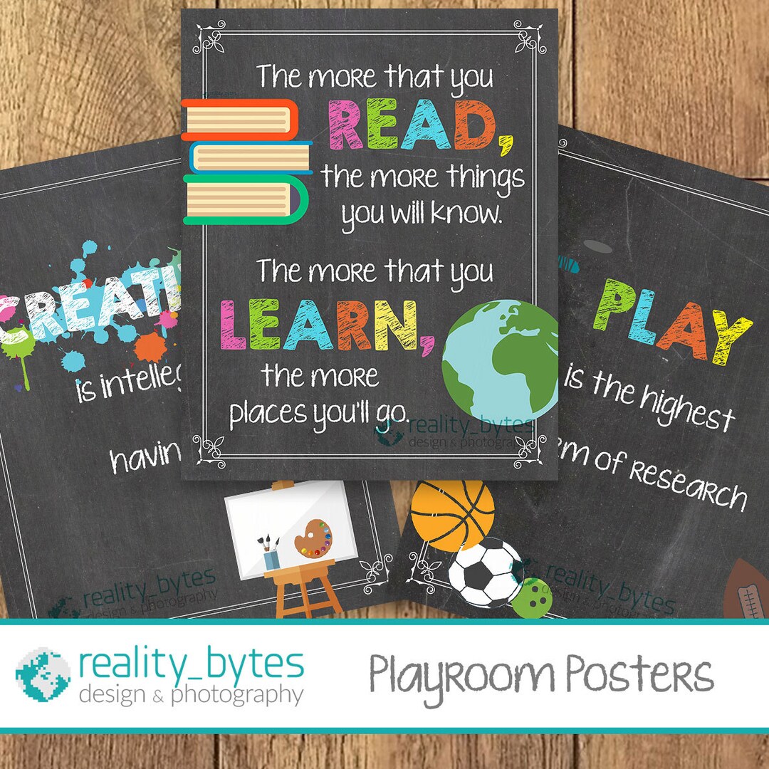 Read, Play, Create - Playroom Decoration, Classroom Posters, Chalkboard ...