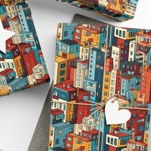 Christmas Gift Wrap Papers cityscapes and building facades architecture