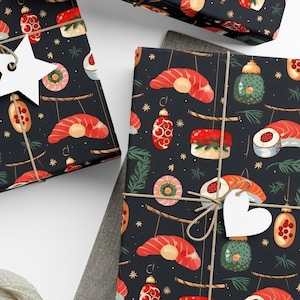 Christmas Gift Wrap Papers, sushi with christmas decorations