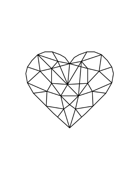Geometric Heart Modern Home Decor Black and White Prints - Etsy