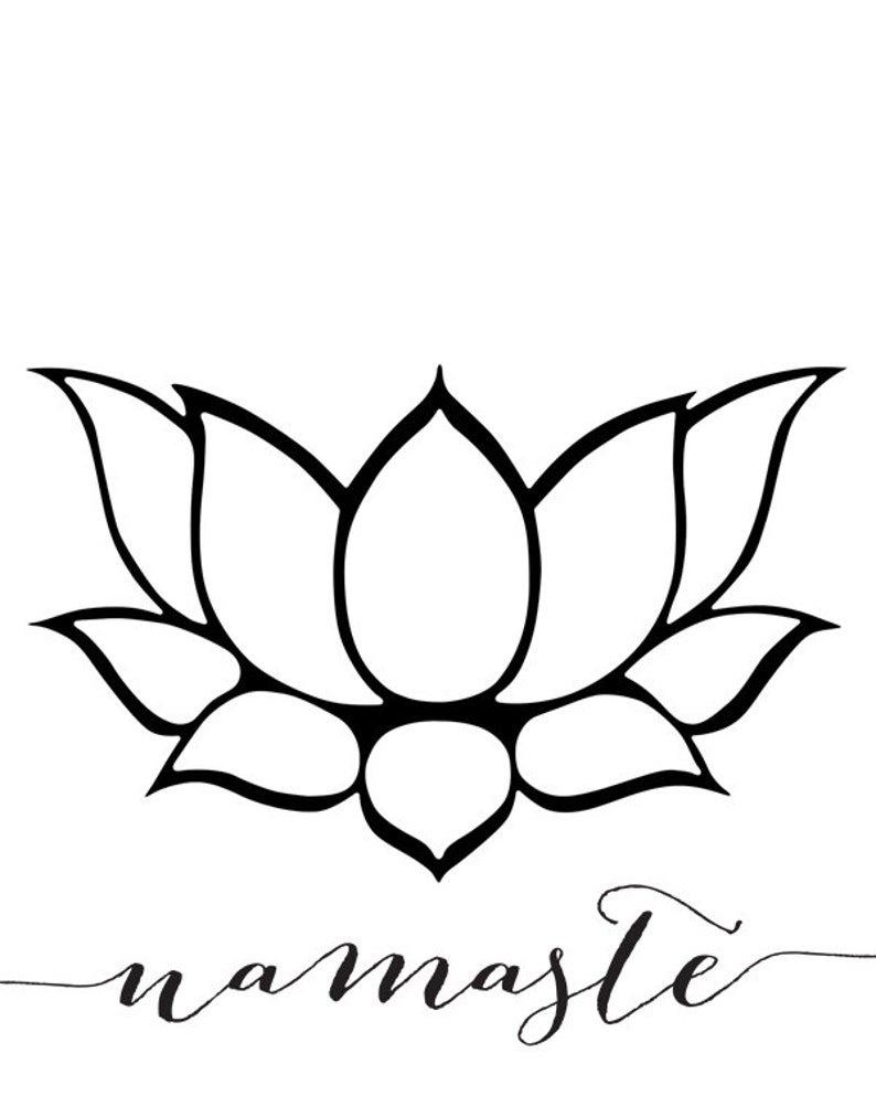 Lotus Print Namaste Wall Art Black Lotus Print Wall Print - Etsy