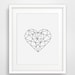 Geometric Heart, Modern Home Decor, Black and White Prints, Heart Shape ...