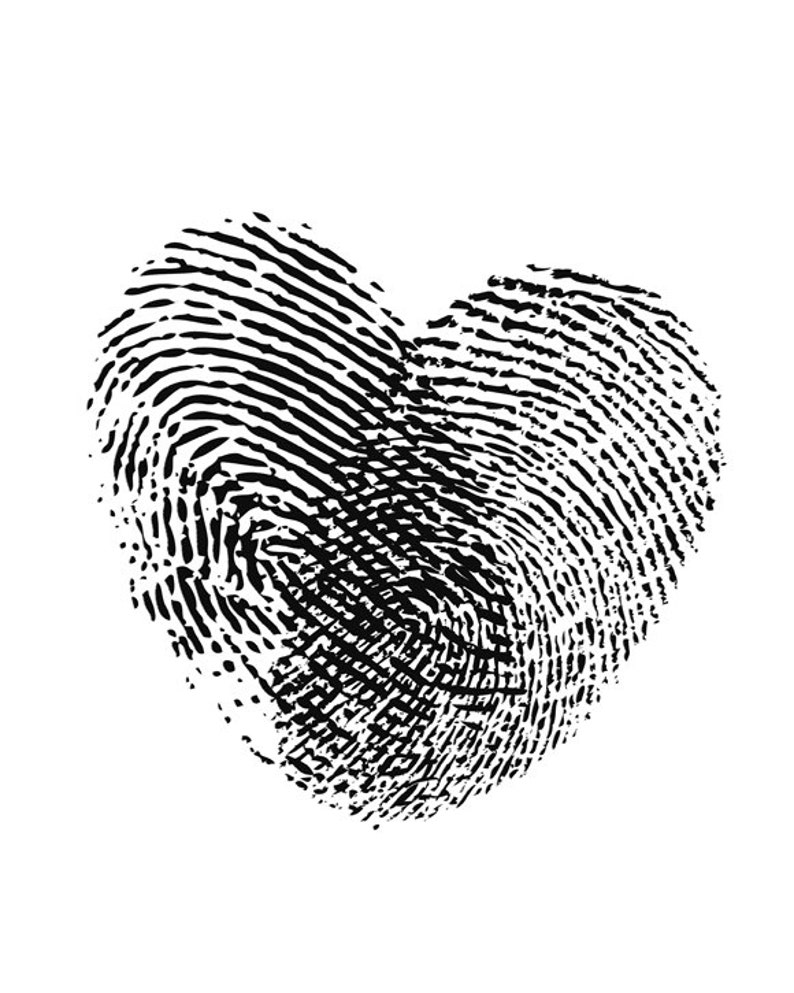 Fingerabdruck Herz, schwarz / weiß Liebe Kunst, mein Valentin sein Herz
