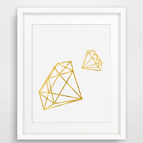 Golden Diamonds, Origami Art, Geometric Print, Gold Print, Gold Minimalist Art, Gold Modern Wall Art, Gold Minimal Print, Diamonds, Rombo