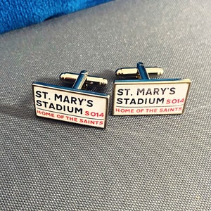 Southampton Football Stadium Cufflinks. St Mary&#39;s Stadium. Gift for Saints Fan. Road Sign Tie Bar. Fathers Day Gift.