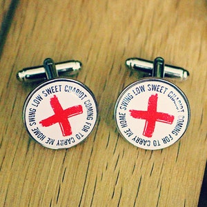 Swing Low Sweet Chariot Cufflinks. England Rugby Fan. Rugby gift for him.Rugby Anthem. Six Nations. Twickenham. Present for dad. St Georges.