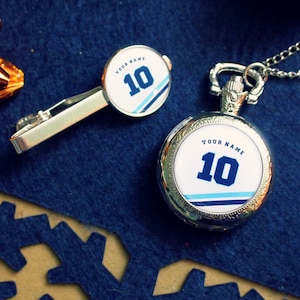 Tottenham Hotspur football colours Pocket Watch. Spurs. Personalised gift for him. Favourite player. Spurs legend. Football fan Gift for dad