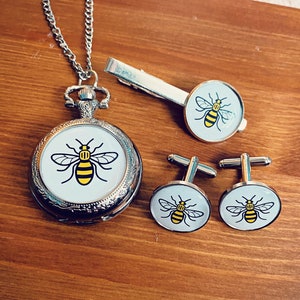 Manchester Worker Bee Cufflinks. Manc Symbol. Mancunian Emblem. Queen Bee. Working Bee. Manchester City Pride. Groom Cufflinks. Lancashire.