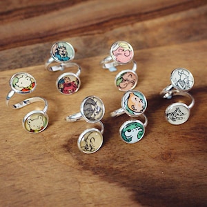 Vintage Comic Book Cartoon Ring Retro cartoon character jewellery Superhero gift Comic Strip Fun statement ring Upcycle recycled Sustainable