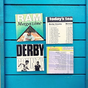Vintage Derby County Football Programme Coasters. Upcycled Football Gift. Man Cave Home Decor. Retro Football Gift for Dad.