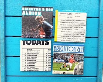 Vintage Brighton and Hove Albion Football Programme Coasters. Upcycled Football Gift. Man Cave Home Decor. Retro Football Gift for Dad.