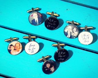 In Memoriam Cufflinks  In Memory of Loved One Gifts RIP Remembrance Family Wedding Day memorial Your photo and message groom Absent friends