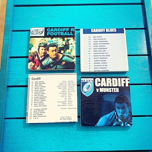 Vintage Cardiff Blues Rugby Programme Coasters. Upcycled Rugby Gift. Man Cave Home Decor. Retro Rugby Union Gift for Dad. Wales Rugby.