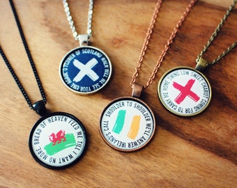 Six Nations Rugby Anthems Necklaces Earrings. Ireland's Call. Swing Low Sweet Chariot. Bread of Heaven. O Flower of Scotland. Rugby fan.