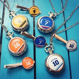 Football Shirt Pocket Watch. Personalised name and number. Favourite player/ Your name. Premier League. Arsenal. Liverpool. Man Utd. Spurs.