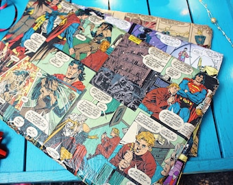 Upcycled Comic Book Placemats Set. Superhero Dinner Mats. Vintage Cartoon Decor. Cartoon character place settings Coffee Table Geek Chic