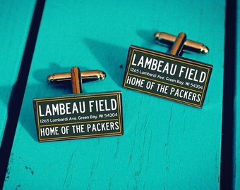 Gemelos Estadio de Fútbol Americano. Empacadores de Green Bay. Regalo para aficionados al fútbol. Campo Lambeau. Cartel de la calle. Camiseta personalizada. Colores del equipo.