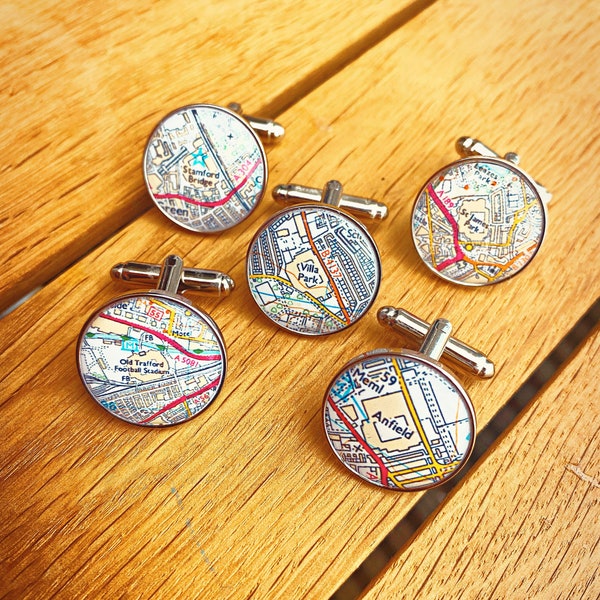 Personalised Map Cufflinks. Football Stadium Maps. Rugby Map. Vintage Maps. Special Places Gift for him. Wedding Cufflinks. Custom Location.