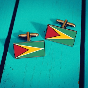 Guyana Flag Cufflinks. Guyanese Gift for Men. National Flag Wedding Accessory. Patriotic Groomsmen Pin. Personalised Gift for him.