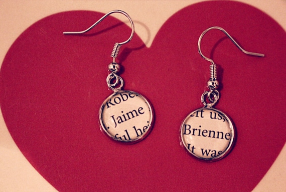 Recycled Book Page Earrings Game Of Thrones Arya Gendry Etsy