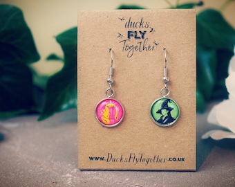 Wicked Musical Earrings. Wizard of Oz. Glinda the Good. Elphaba. For Good. Defying Gravity. Theatre lover. Mothers Day Gift. Gift for Mum.