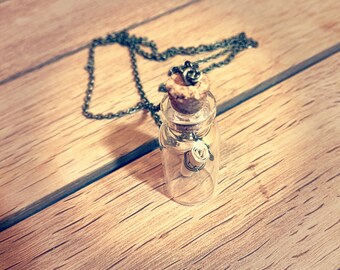 Message in a Bottle pendant. Personalised message necklace. Valentines gift. Song lyrics. Recycled book quotes. Love note. Wedding jewellery