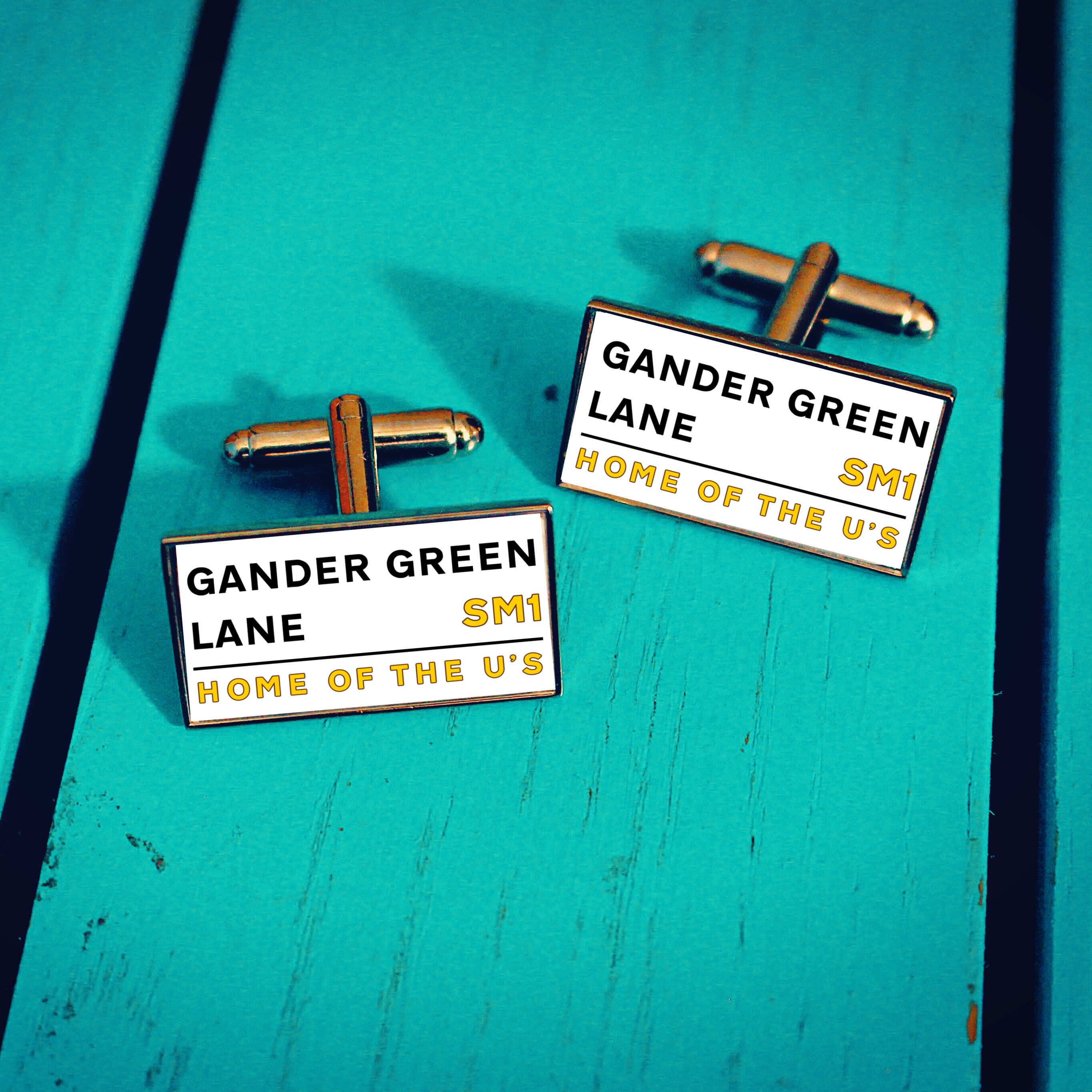 Sutton United Football Stadium Cufflinks. Gander Green Lane Stadium. Gift for U's Fan. Road Sign Tie Bar. Fathers Day Gift. Christmas