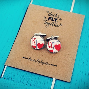 Boutons de manchette Reine de coeur. Roi de coeur. Cadeau de Saint-Valentin pour lui. Cadeau romantique. Pince à cravate mariage. Cadeau de marié. Montre de poche anniversaire.