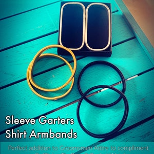 Shirt Armbands. Sleeve Garters. Wedding Accesories. Groom Suit. 1920s vintage style. Gentlemen Dress. Groomsmen bands. Black / Silver / Gold image 2