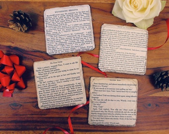 Unique recycled book page coasters. Personalised novelty gift. Literature. Book lover. Kitchen gift. Mothers Day Gift. Gift for Mum.