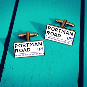 Ipswich Town Football Stadium Cufflinks. Portman Road Stadium. Gift for Tractor Boys Fan. Road Sign Tie Bar Fathers Day Gift.