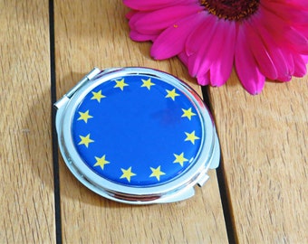 EU Flag Compact Mirror. European Union Pocket Mirror. Remainer Gift. Anti Brexit. Europe. Pro Remain. Protest Gift. Proud European.