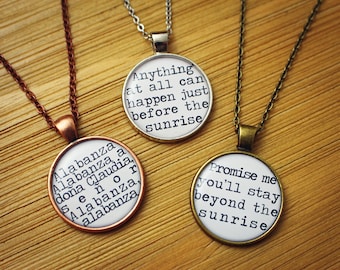 Musical Theatre Song Lyrics Necklace. In The Heights Before the Sunrise Alabanza Washington Heights Mothers Day Gift. Gift for Mum.