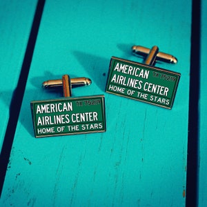 Ice Hockey Arena Cufflinks. Dallas Stars. Gift for Hockey fan. American Airlines Center Stadium Sign. Custom Jersey. Team Colours.