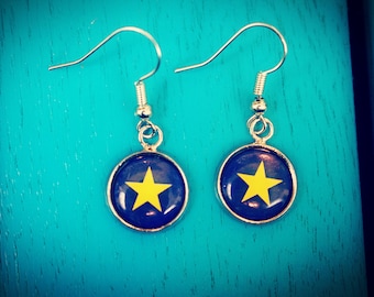 EU Flag Earrings. Single Star Remain. Anti Brexit jewellery. Pro European. Europe gift. Personalised Gift for wife, girlfriend, mum. Liberal