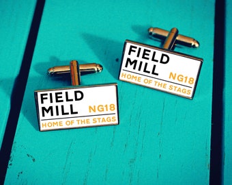 Mansfield Town Football Stadium Cufflinks. Field Mill Stadium. Gift for Stags Fan. Road Sign Tie Bar Personalised Street Name. Christmas