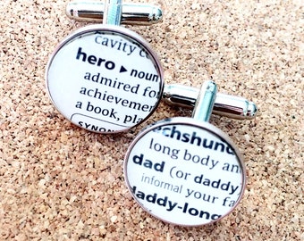 Recycled Dictionary Cufflinks! Bespoke Cufflinks - great gift for him! Personalised for your needs