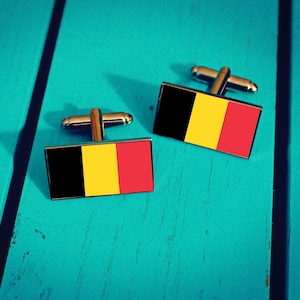 Belgium Flag Cufflinks. Belgian Gift for Men. National Flag Wedding Accessory. Patriotic Groomsmen Pin. Personalised Gift for him.