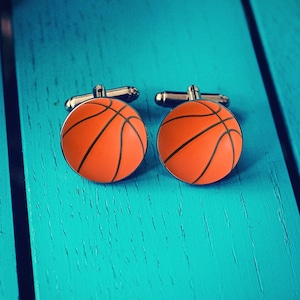 Basketball Ball Cufflinks. Personalised gift for Basketball Player. Groomsmen Cufflinks. Basketballer. Wedding Groomsmen Gift. Bball. Baller
