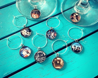 Movie Poster Wine Charms. Personalised Film Lover Gift. Iconic Movies. Movie Night Decor. Film Themed Party. Cinema Wedding.