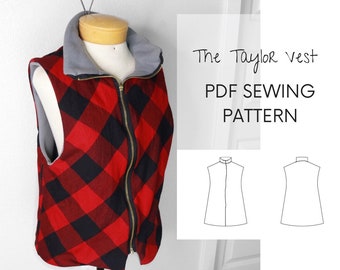 Digital Women Casual Vest PDF Sewing Pattern-The Taylor Vest