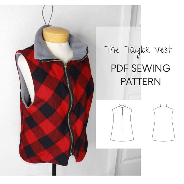 Digital Women Casual Vest PDF Sewing Pattern-The Taylor Vest