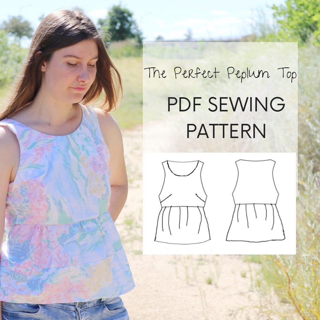 Women Tank Top Sewing Digital Pattern. Peplum Blouse PDF - Etsy