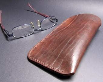 Leather Eye Glasses case,Leather Handmade Eye Glasses sleeve case,  Hand stitched