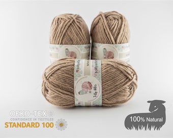 Beige Wool Yarn *162* Sheep farm yarn ,Soft Wool Yarn,Sheep Yarn, Wool yarn , 100 % Wool Yarn, Warm Winter Yarn, Aran Worsted Wool