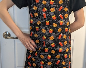 kitchen apron / Apron / Kitchen apron / Teenager apron / Adult kitchen apron / Fast food / JUnk food / Fries / burger / Soft drink