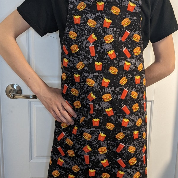 kitchen apron / Apron / Kitchen apron / Teenager apron / Adult kitchen apron / Fast food / JUnk food / Fries / burger / Soft drink